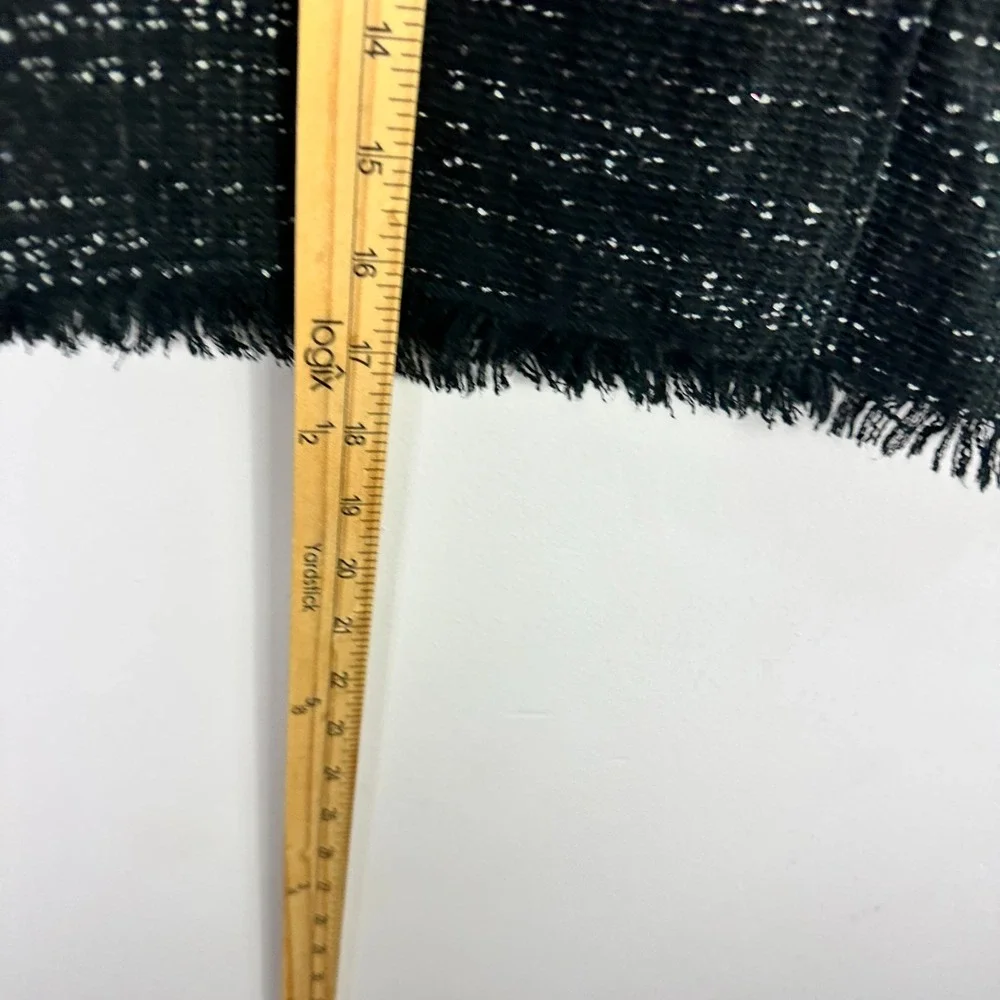 LOFT Skirt 2 Black Bouclé Tweed Mini Fringed Hem‎ Pocket Mod Retro Indie Sleaze